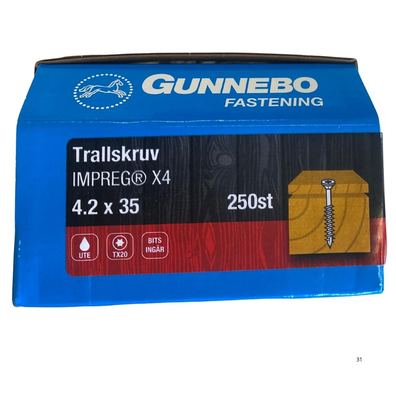 Trallskruv IMPREG X4 4.2x35 mm Gunnebo - 250-pack