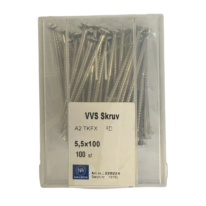 VVS Skruv Nils Ahlgren A2 TKFX 5,5x100 mm 100 st
