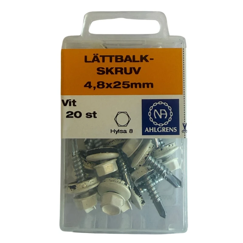Lättbalkskruv Ahlgrens 4,8x25 mm Vit 20 st
