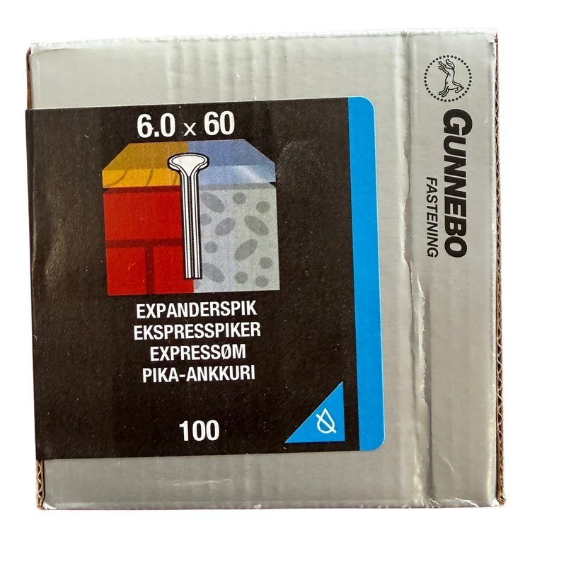Expanderspik Elförzinkad 6,0x60 mm Gunnebo - 100 st