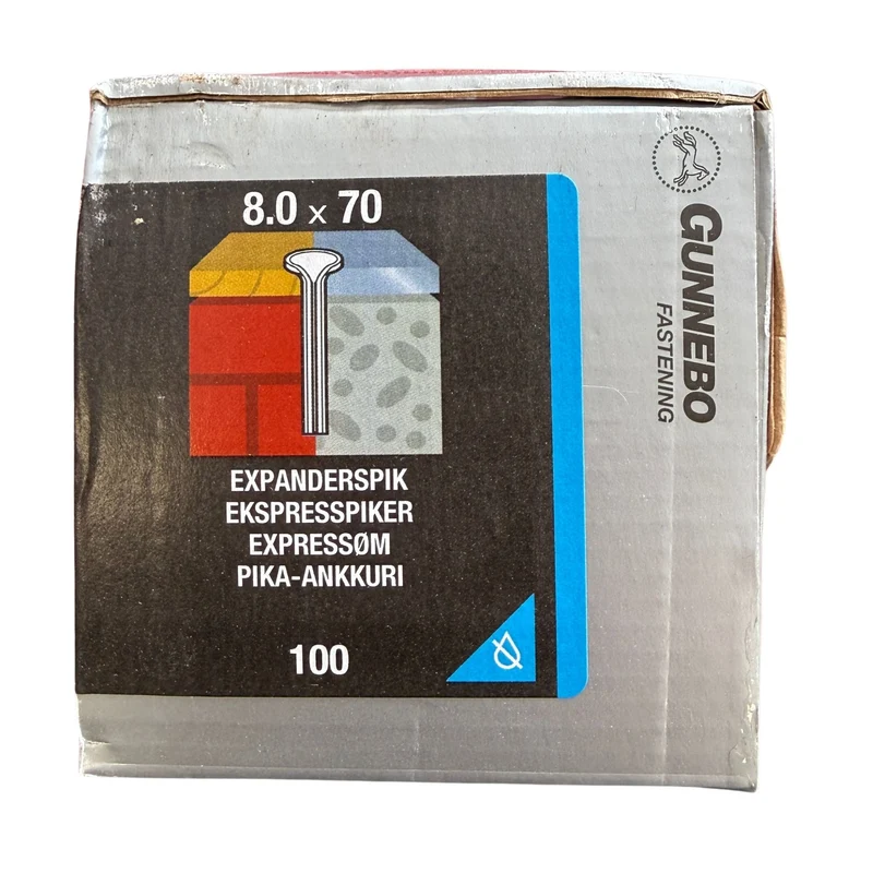 Expanderspik Elförzinkad 8,0x70 mm Gunnebo - 100 st