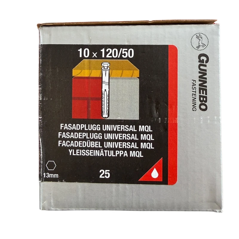 Fasadplugg Universal MQL 10x120/50 mm Gunnebo - 25 st