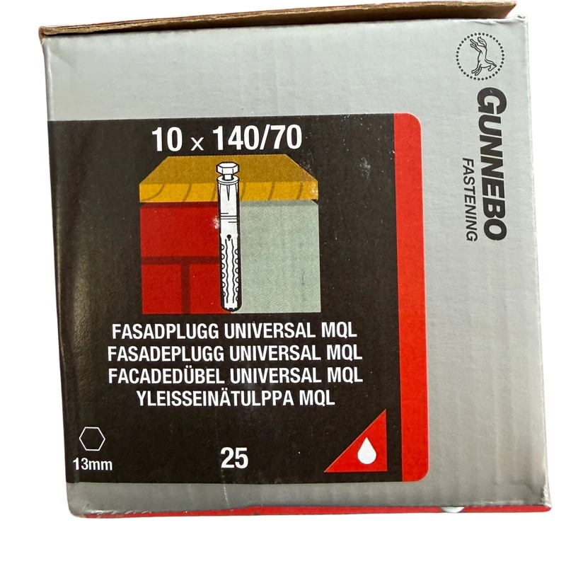 Fasadplugg Universal MQL 10x140/70 mm Gunnebo - 25 st
