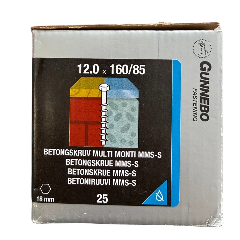 Betongskruv Multi Monti MMS-S Elförzinkad 12,0x160/85 mm Gunnebo - 25 st