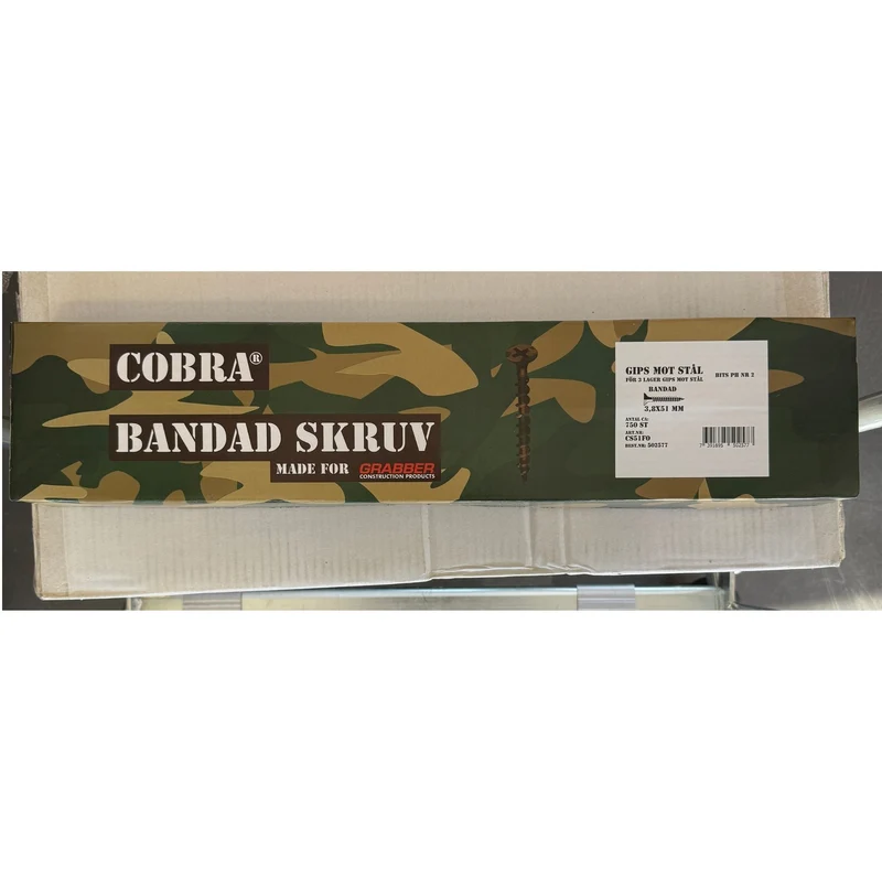 Bandad Skruv Gips mot Stål 3,8x51 mm Cobra - 750 st