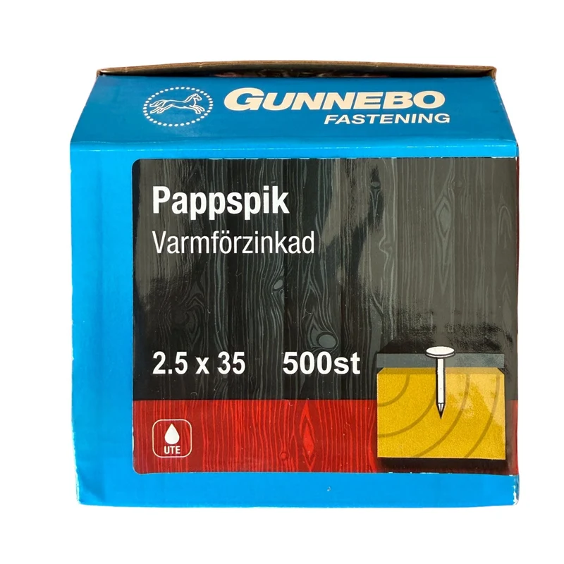 Pappspik Varmförzinkad 2,5x35 mm Gunnebo - 500 st