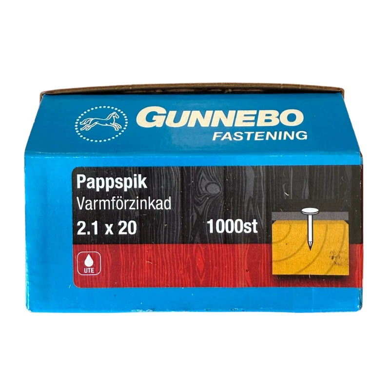 Pappspik Varmförzinkad 2,1x20 mm Gunnebo - 1000 st