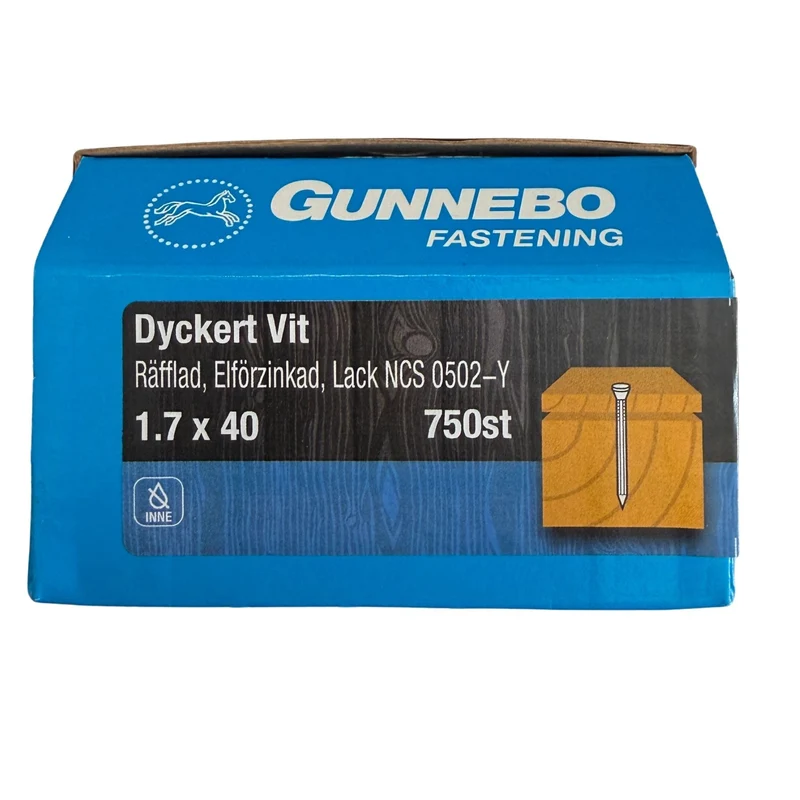 Dyckert Vit Räfflad Elförzinkad 1,7x40 mm Gunnebo - 750 st