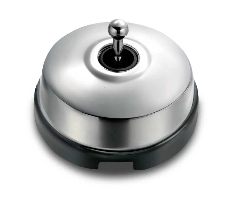 Trappströmbrytare svart porslin/krom med kulohål - Fontini utanpåliggande