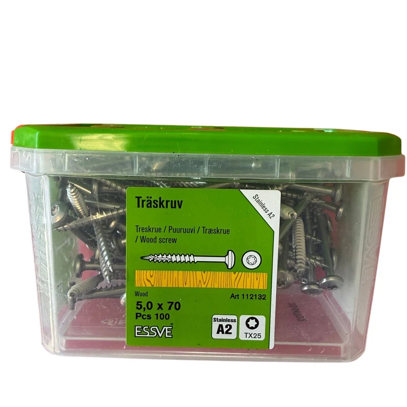 Träskruv Rostfri A2 5,0x70 mm ESSVE TX25