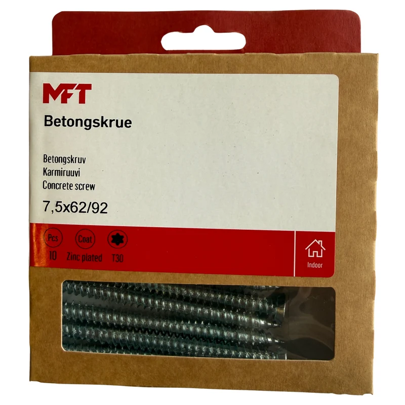 Betongskruv 7,5x62/92 mm - MFT 10-pack för Betong