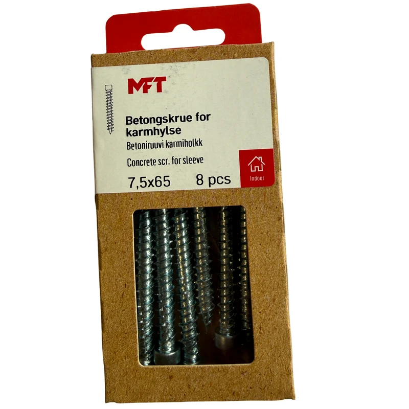 Betongskruv för Karmhylsa 7,5x65 mm - MFT 8-pack för Betong