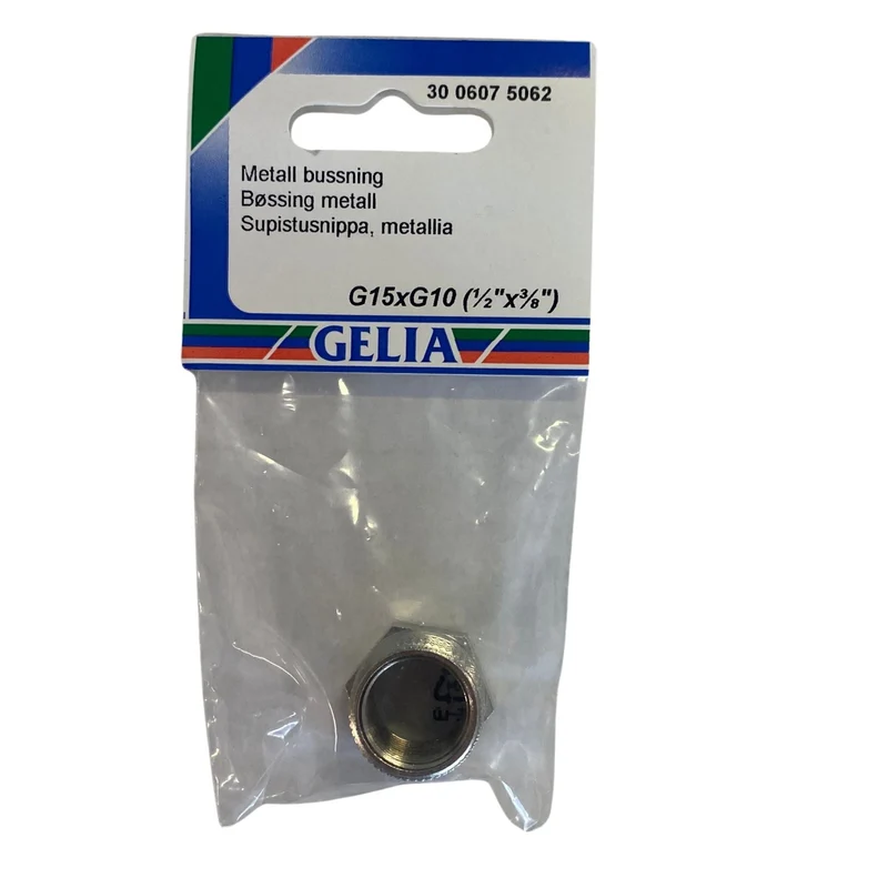 Bussning metall GELIA G15xG10 (1/2"x3/8") - reducerkoppling