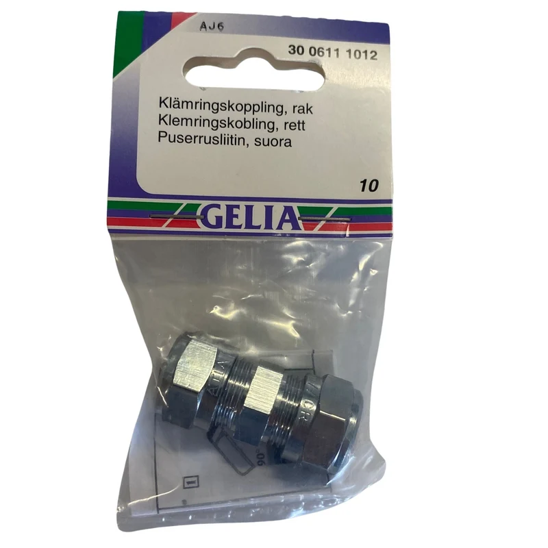 Klämringskoppling rak GELIA 10mm - för kopparrör