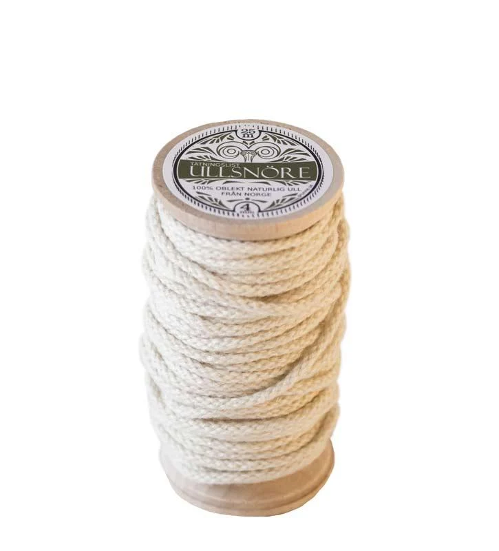 Tätningslist ull - 4 mm ullsnöre vit, 25m