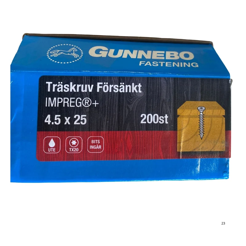 Träskruv Försänkt IMPREG+ 4.5x25 mm Gunnebo - 200-pack