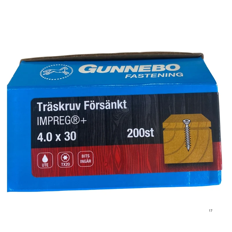 Träskruv Försänkt IMPREG+ 4.0x30 mm Gunnebo - 200-pack