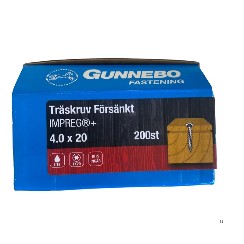 Träskruv Försänkt IMPREG+ 4.0x20 mm Gunnebo - 200-pack
