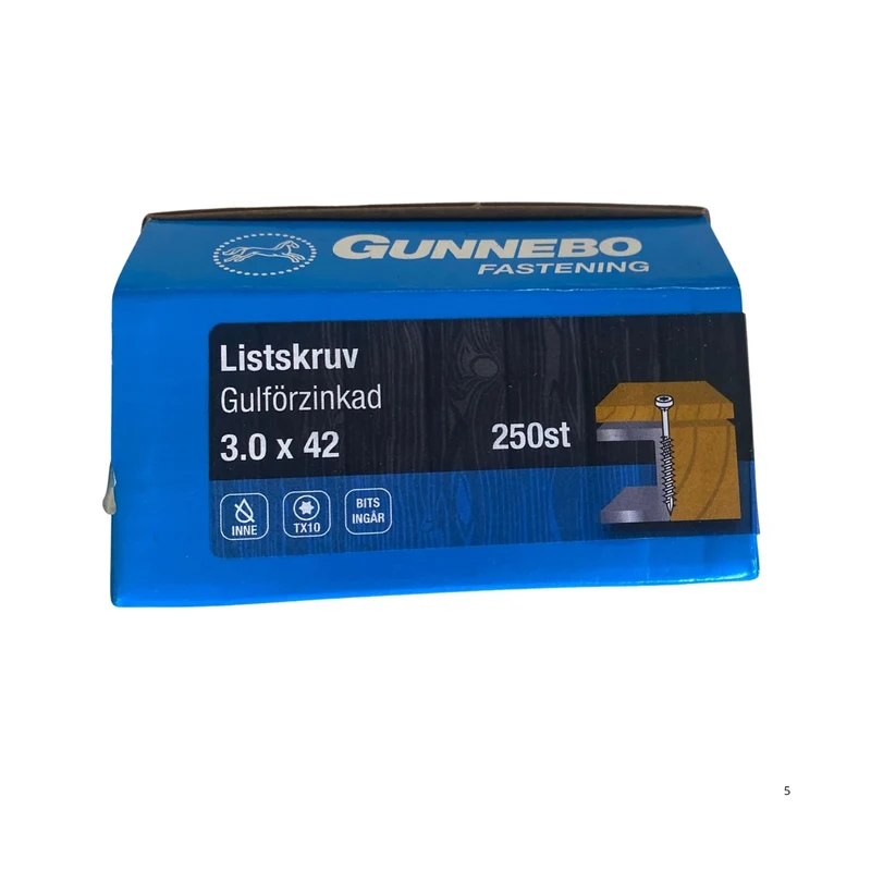 Listskruv Gulförzinkad 3.0x42 mm Gunnebo Fastening TX10 - 250-pack