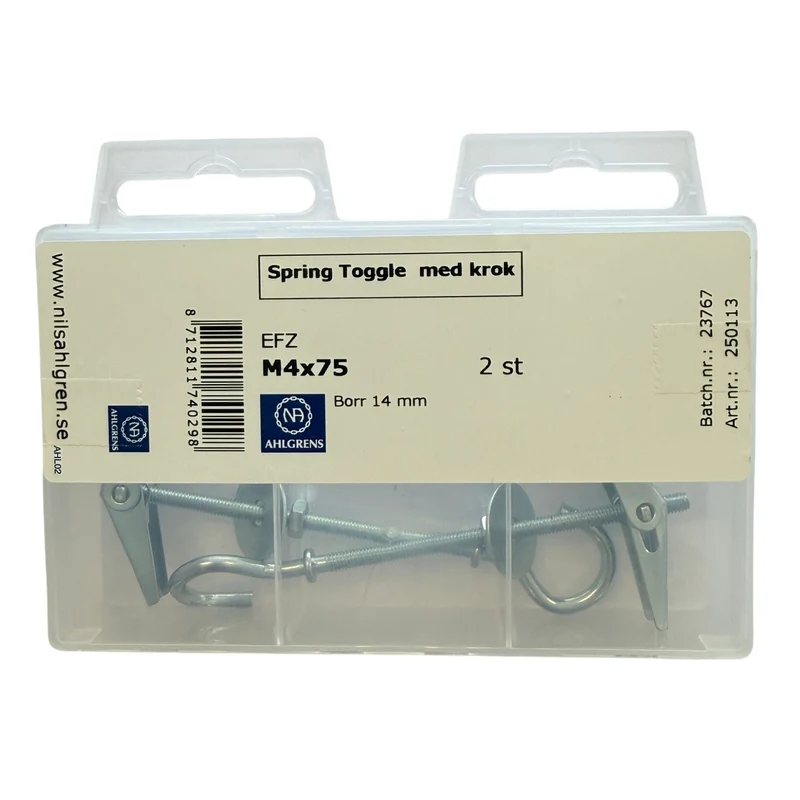 Spring Toggle med Krok M4x75 Nils Ahlgren 2-pack