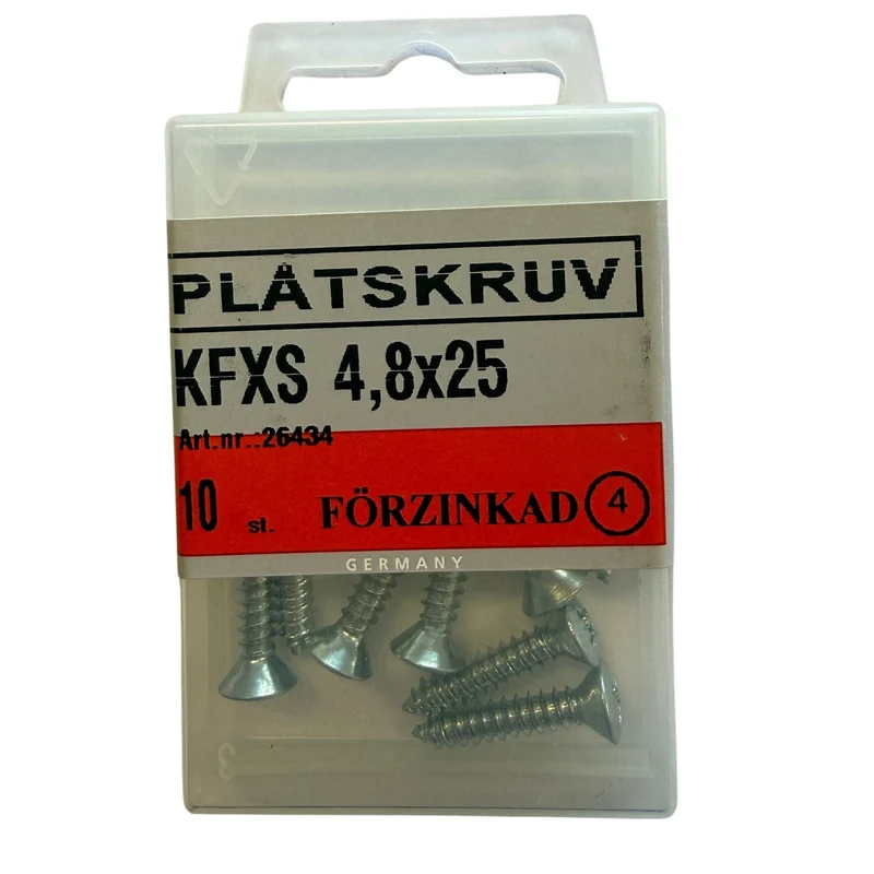 Plåtskruv 4,8x25mm KFXS förzinkad, 10 st