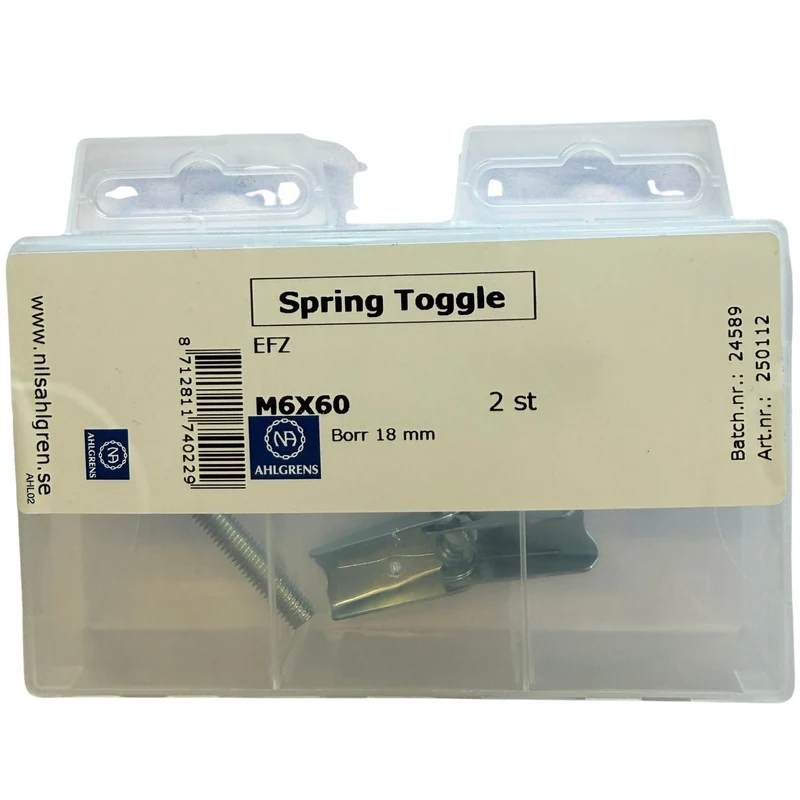 Fjäderbult M6x60 Spring Toggle Nils Ahlgren, 2 st