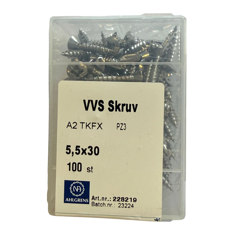 VVS Skruv Nils Ahlgren A2 TKFX 5,5x30 mm 100 st