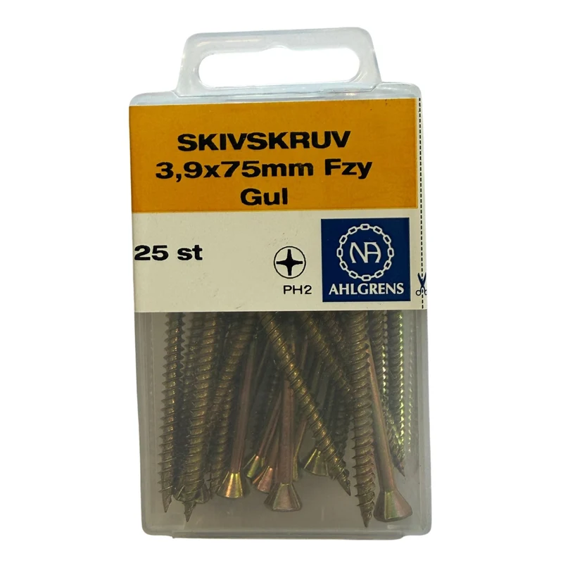 Skivskruv 3,9x75mm Ahlgrens gul, 25 st