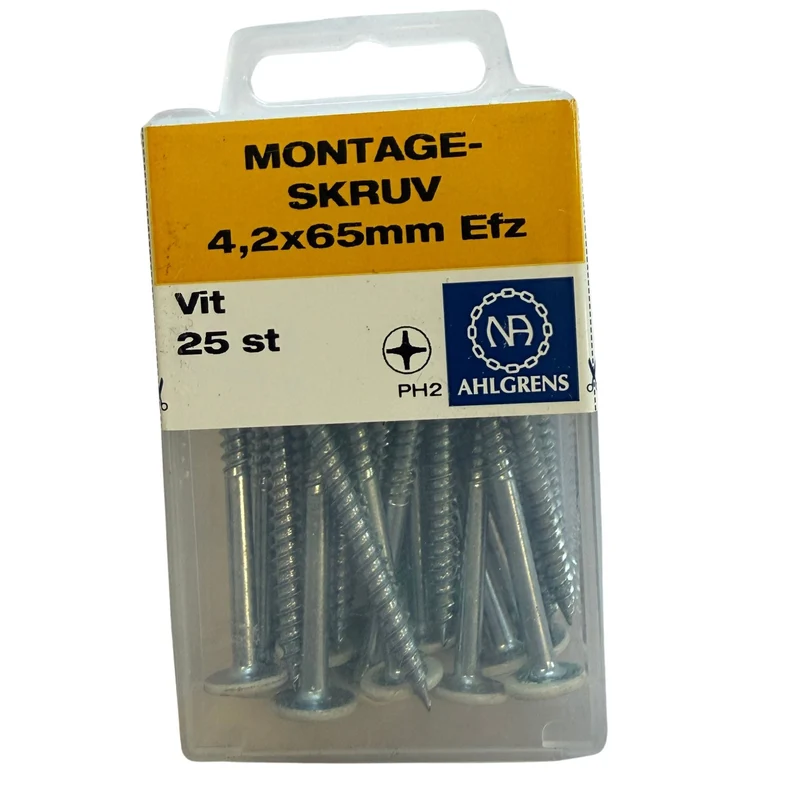 Montageskruv 4,2x65mm Ahlgrens vit, 25 st