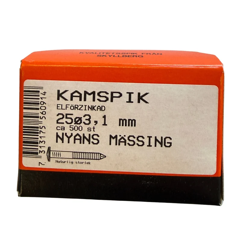 Kamspik Skyllberg 25-3,1 mm Elförzinkad Nyans Mässing ca 500 st