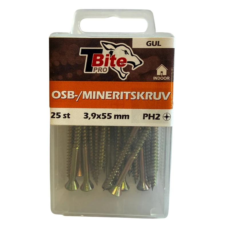 OSB-/Mineritskruv T-Bite Pro 3,9x55 mm Gul 25 st