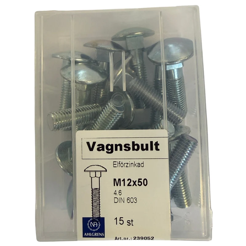 Vagnsbult Nils Ahlgren M12x50 Elförzinkad 15 st