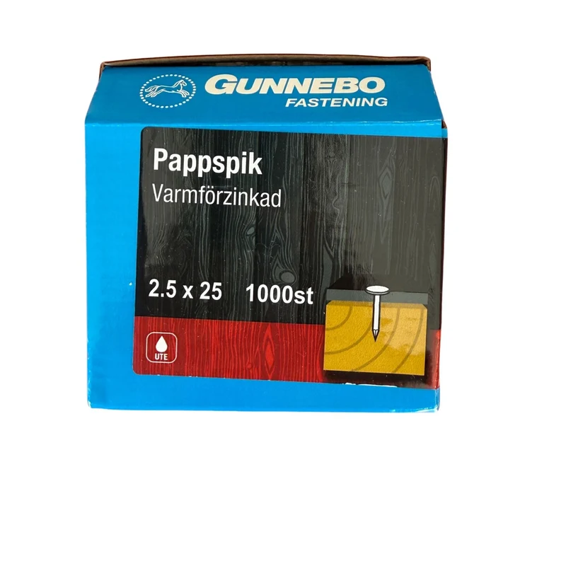 Pappspik Varmförzinkad 2,5x25 mm Gunnebo - 1000 st