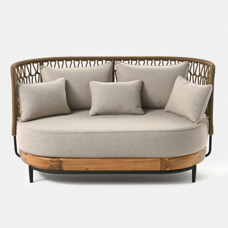 Sofa ogrodowa Moon 156x82x87 cm drewno akacjowe, tkanina Olefin Miloo Home
