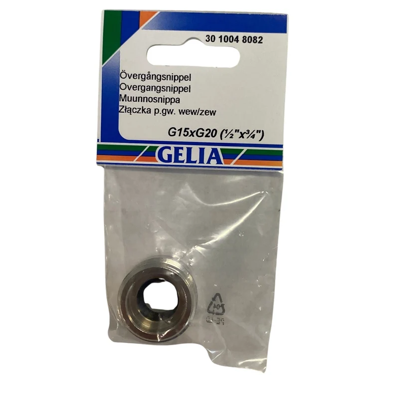 Övergångsnippel GELIA G15xG20 (1/2"x3/4") - invändig/utvändig gänga