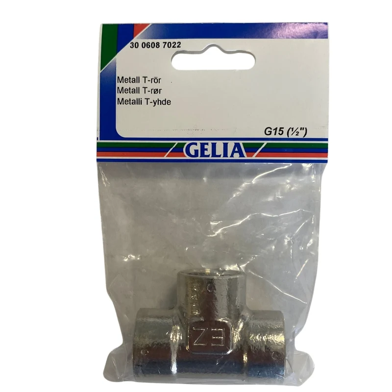 T-rör metall GELIA G15 (1/2") - med invändig gänga