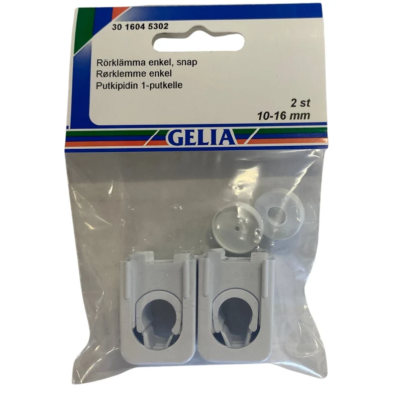 Rörklämma Enkel GELIA Snap 10-16 mm - 2-pack