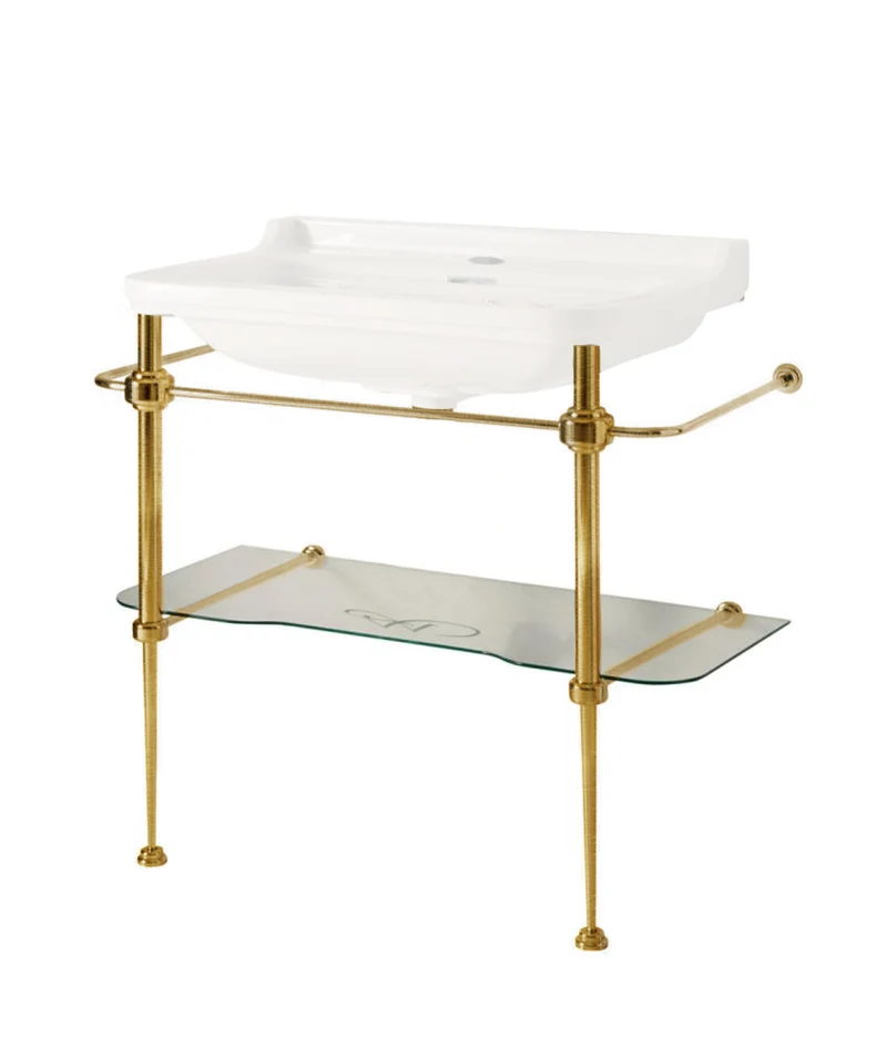 Art Deco bronsställning med glashylla - Till tvättställ 88 cm