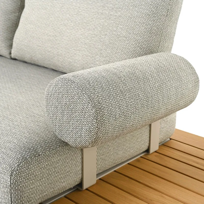 Armstöd Livo 48x19x31cm Aluminium Beige, Tyg Sunproof Grå