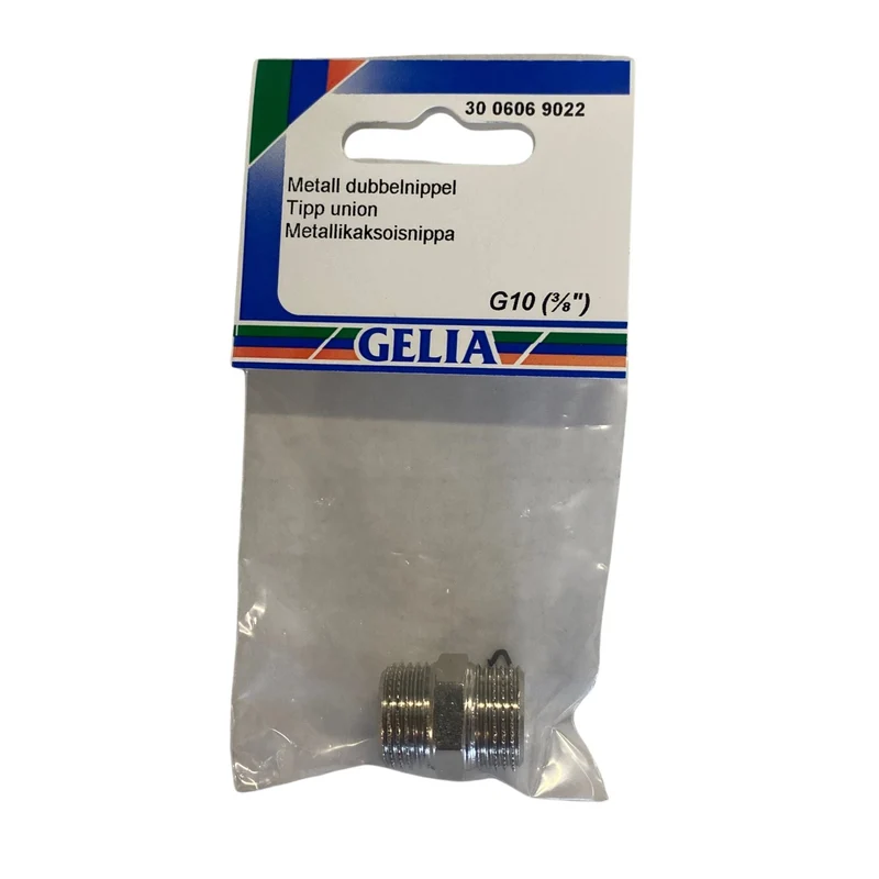 Dubbelnippel GELIA G10 (3/8") - Metall Rörkoppling