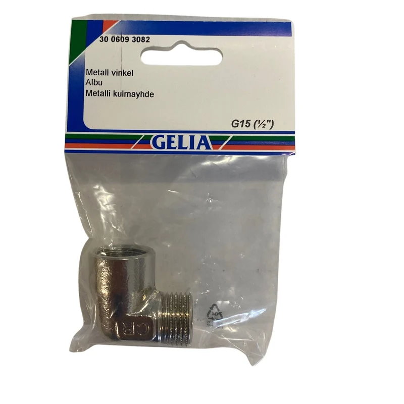 Metallvinkel GELIA G15 (1/2") - Rörkoppling 90°