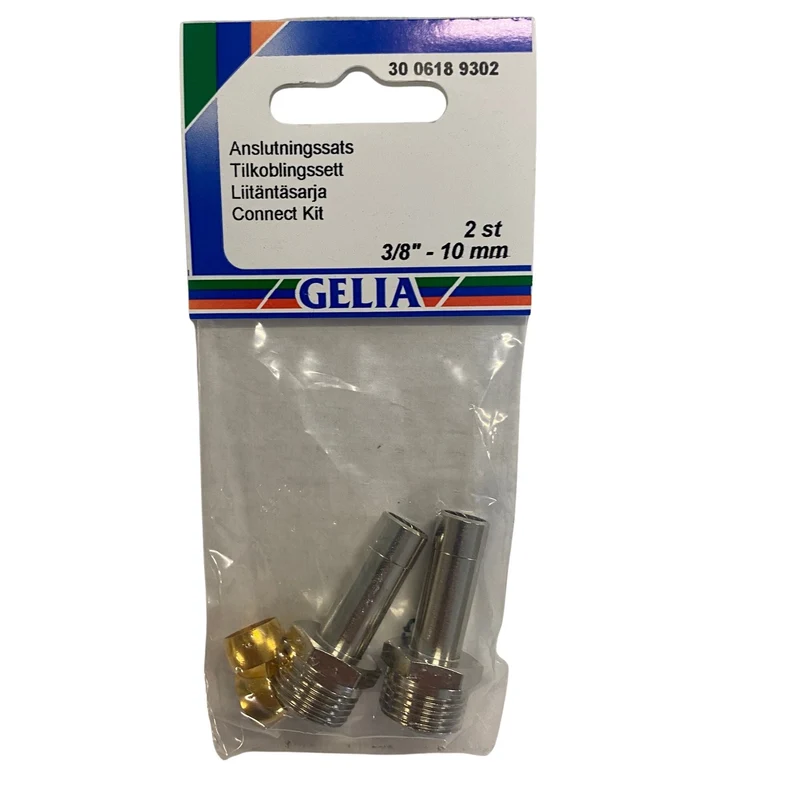 Anslutningssats blandarslang 3/8" x 10mm klämringkoppling 2-pack - GELIA