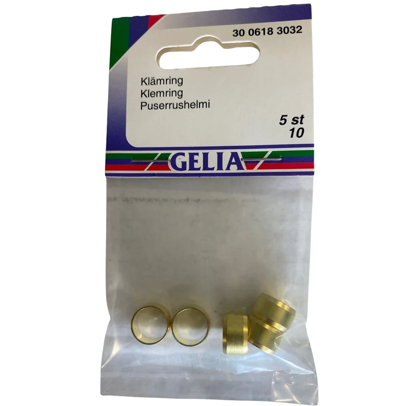 Klämring GELIA 10 mm – 5-pack mässing för rörinstallation