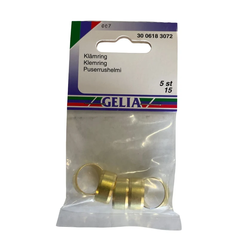 Klämring GELIA 15 mm – 5-pack mässing för rörinstallation