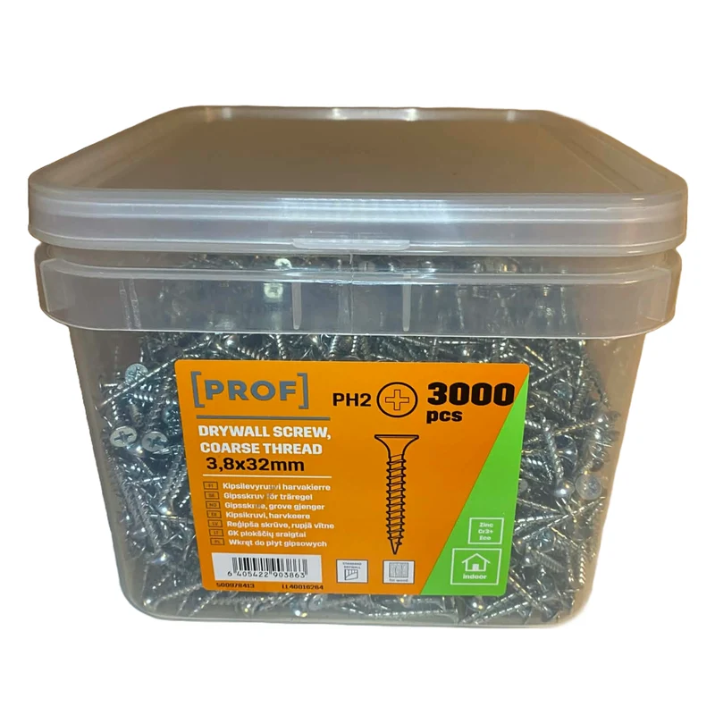 Gipsskruv 3,8x32 trä FZB PROF 3000st i hink