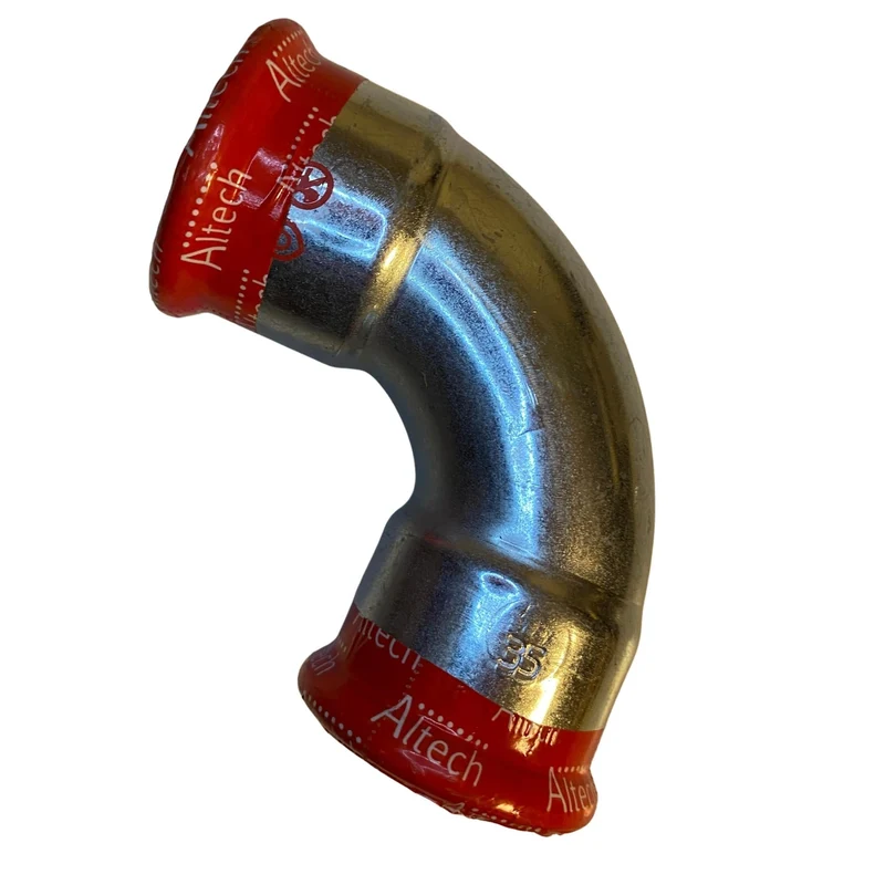 Pressböj 90° Altech rostfri 35 mm 2 muff