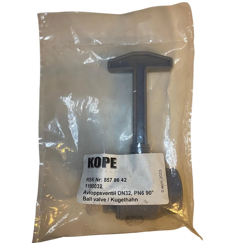 Avloppsventil DN32 PN6 90° KOPE Montage