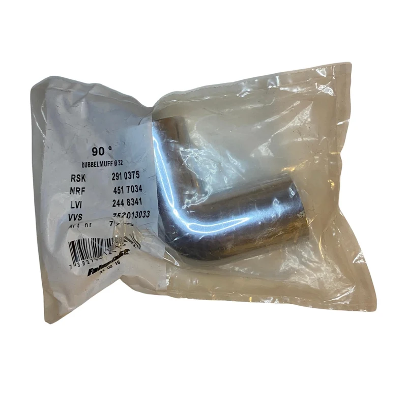 Dubbelmuff 90° 32 krom Faluplast