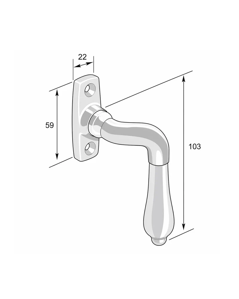 Spanjoletthandtag - Droppe böjd nickel