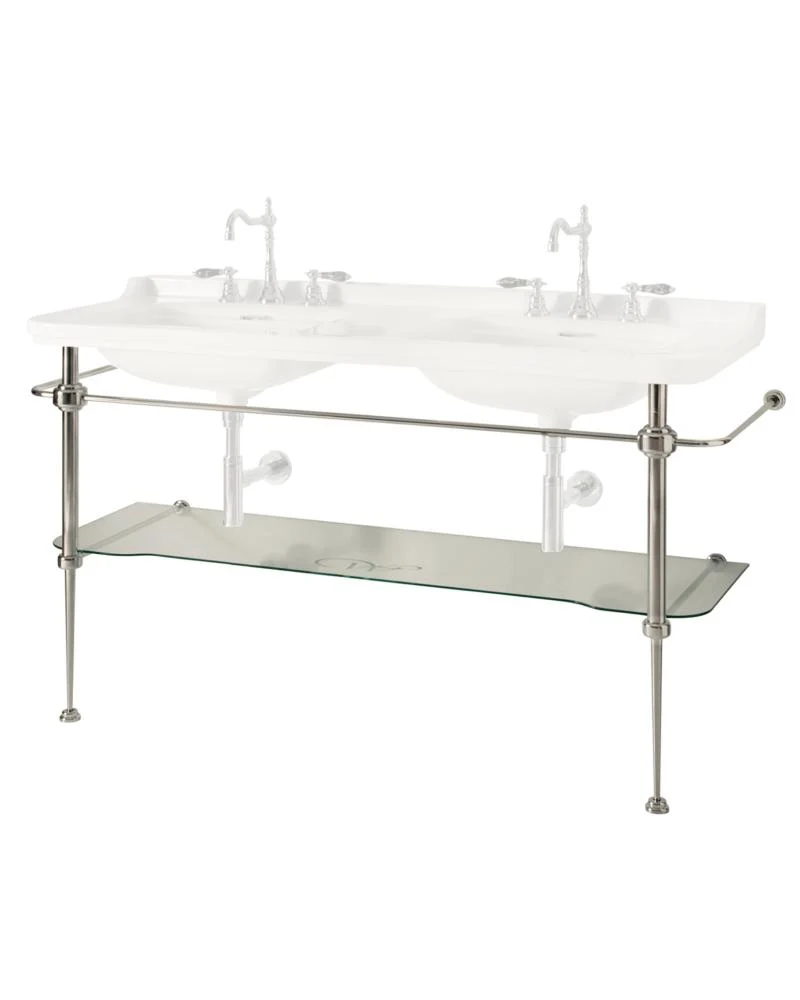 Art Deco kromställning med glashylla - Till dubbeltvättställ 158 cm